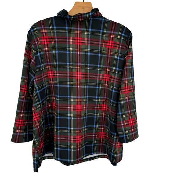 Ali Miles Tartan Plaid Scoop Ruffle Neck 3/4 Sleeve Red size large pletie - Picture 8 of 12